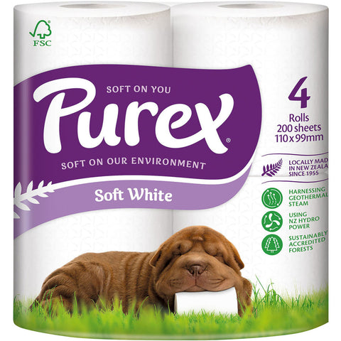 Purex Toilet Paper 4pk White Unscented 2ply