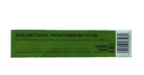 Auckland Council Green Rubbish Tag 240L (30)