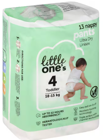 Little Ones Nappies S4 Toddler 10-15Kg 13pk