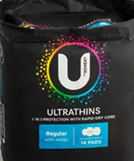 U By Kotex Ultrathins - Regular Pads w Wings 14pk