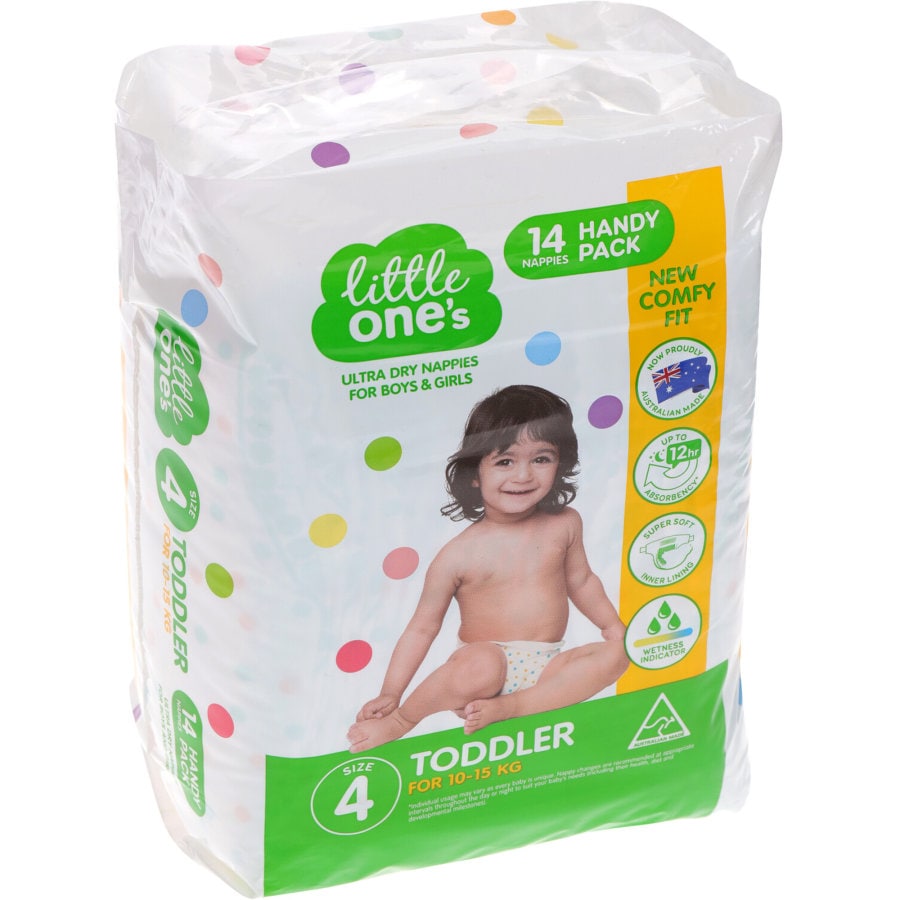 Little Ones Ultra Dry Nappies Toddler Boys & Girls 10-15Kg Size 4