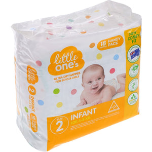 Little Ones Ultra Dry Nappies Infant Boys & Girls 4-8Kg Size 2