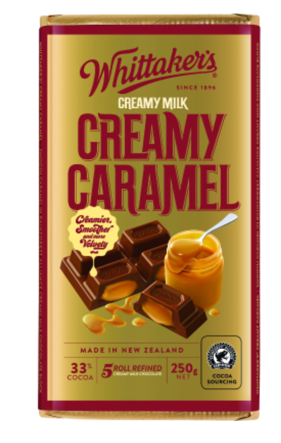 Whittaker's Creamy Caramel 33% Cocoa Milk Chocolate Block 250g