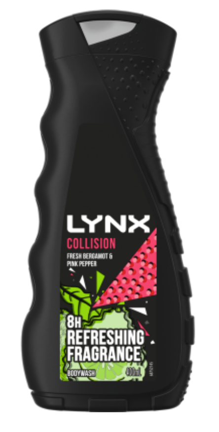 Lynx Collision Fresh Bergamot + Pink Pepper 3 In 1 Body Face Hair Wash 400ml