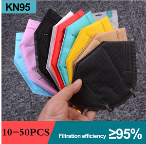 KN95 Mask 95% Filter Colourful Activated Carbon Breathing Respirator Valve 6 layer Designer Face Shield