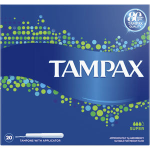 Tampax Super Plastic Applicator Tampons 20pk