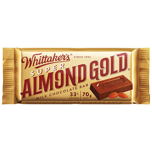 Whittaker's Super Almond Gold Milk Chocolate Bar 70G