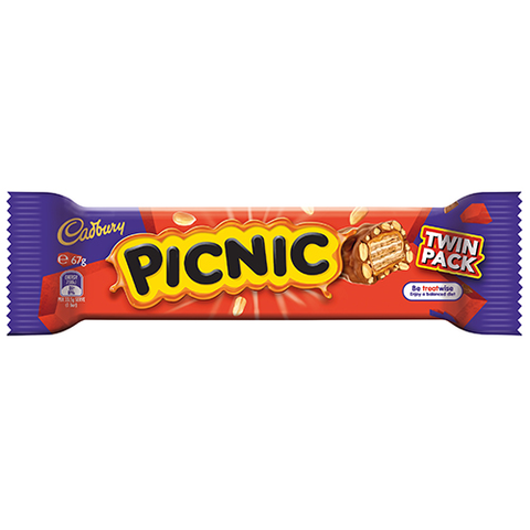 Cadbury Picnic Twin Pack Chocolate Bar 67G