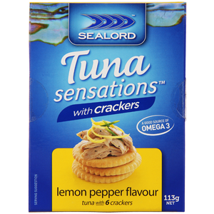 Sealord Tuna Sensations Tuna Lemon Pepper Flavour With Crackers 113g