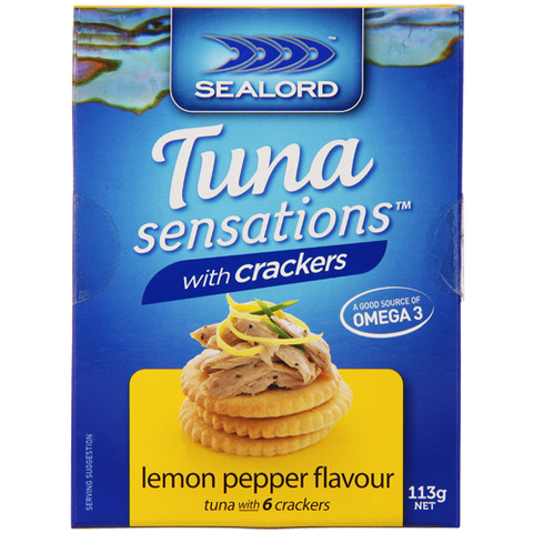 Sealord Tuna Sensations Tuna Lemon Pepper Flavour With Crackers 113g